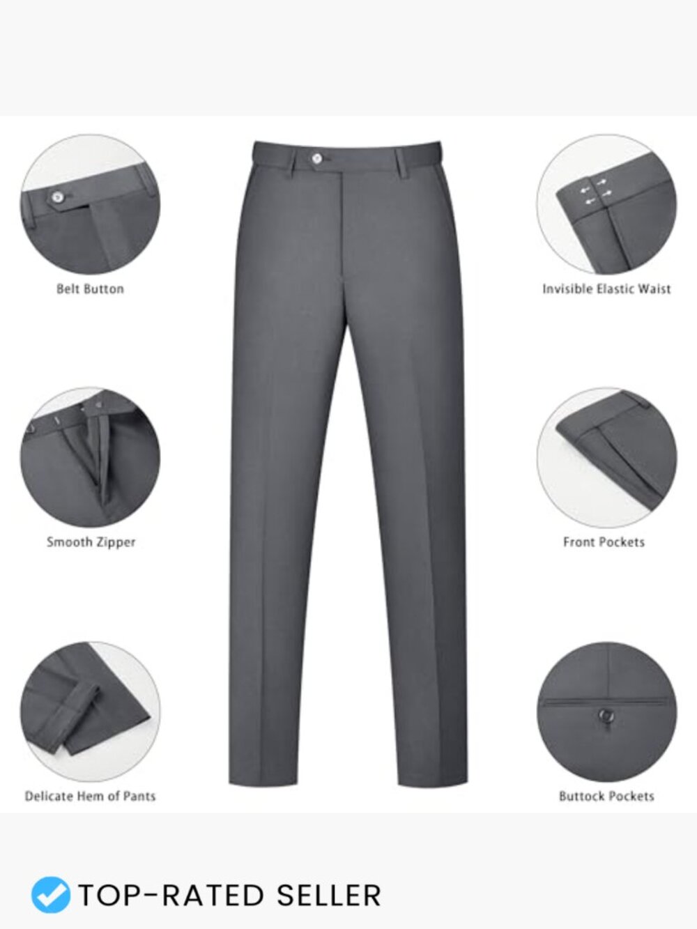 Slim Fit One Button Suit Jacket Pants Set Classic Business Wedding Formal - Picture 5 of 7